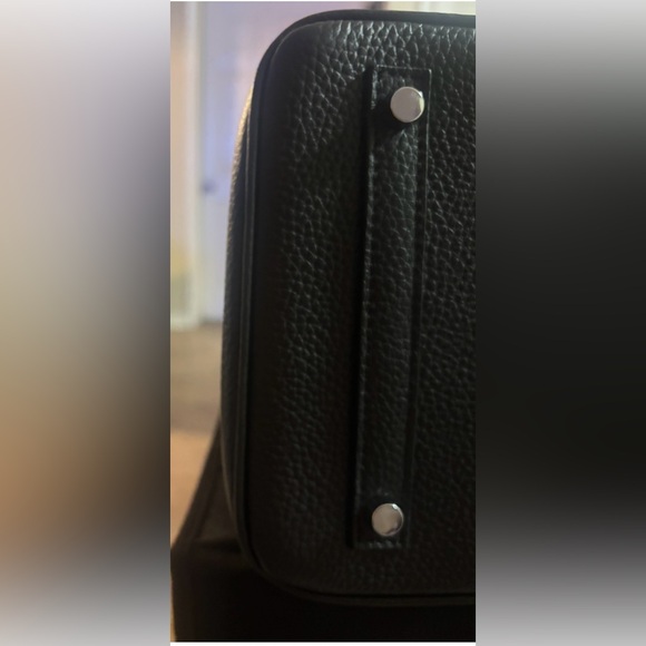 Black Leather Double Handle Handbag - Picture 11 of 15